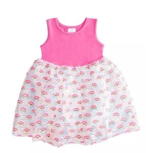 SWEET WINK NWOT Sz 6 Pink Dress with Rainbow Sequin Skirt
